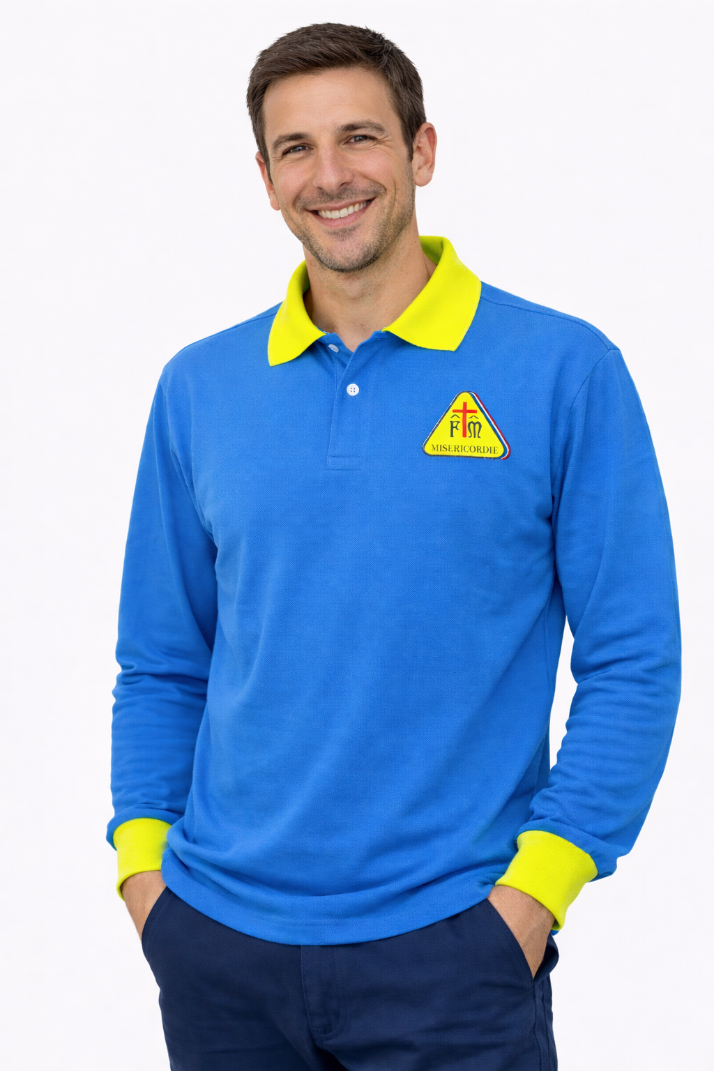 Polo Manica Lunga Giallo/Ciano