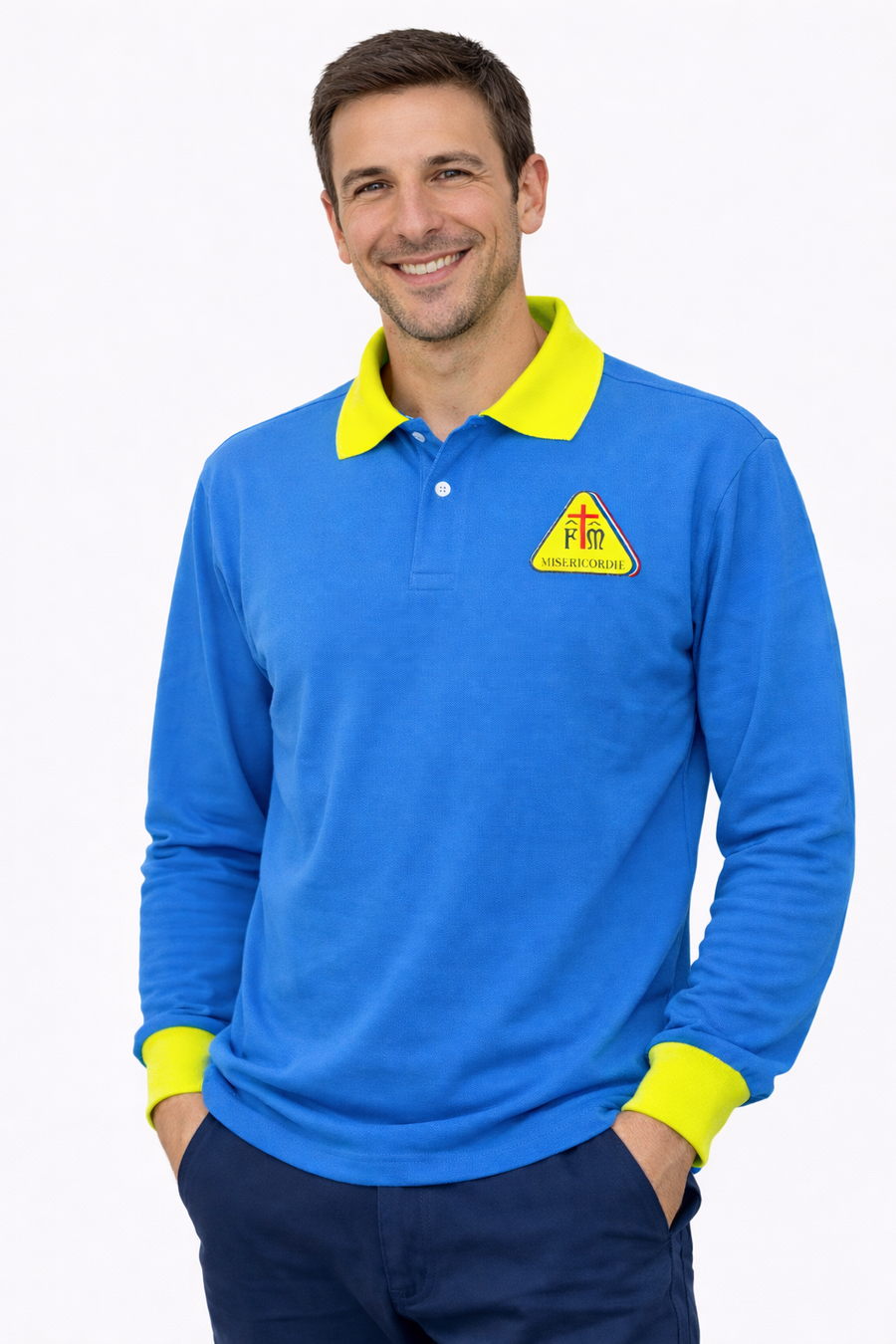 Polo Manica Lunga Giallo/Ciano