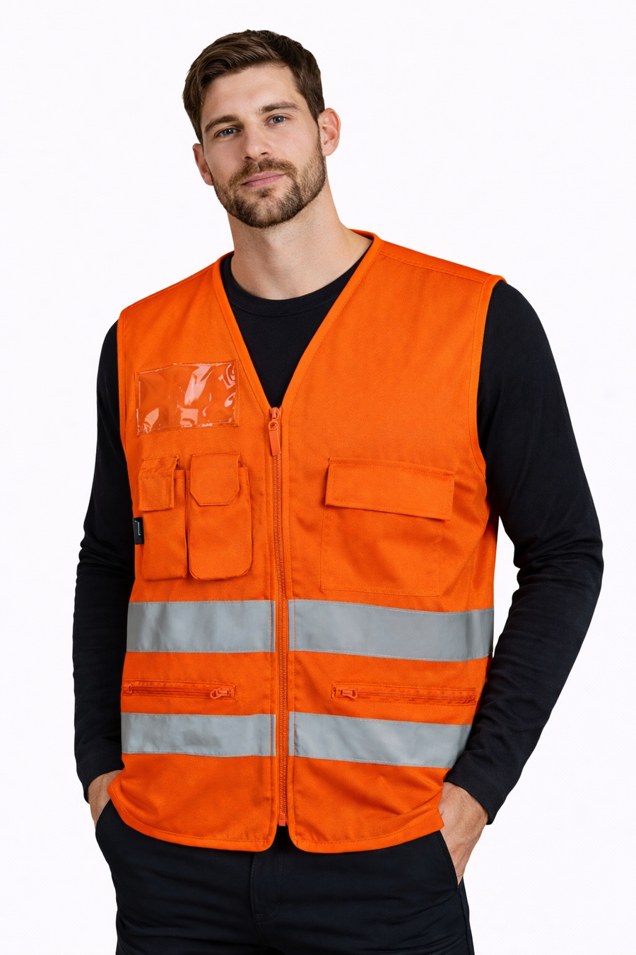 Gilet Multitasche Alta Visibilità Arancione