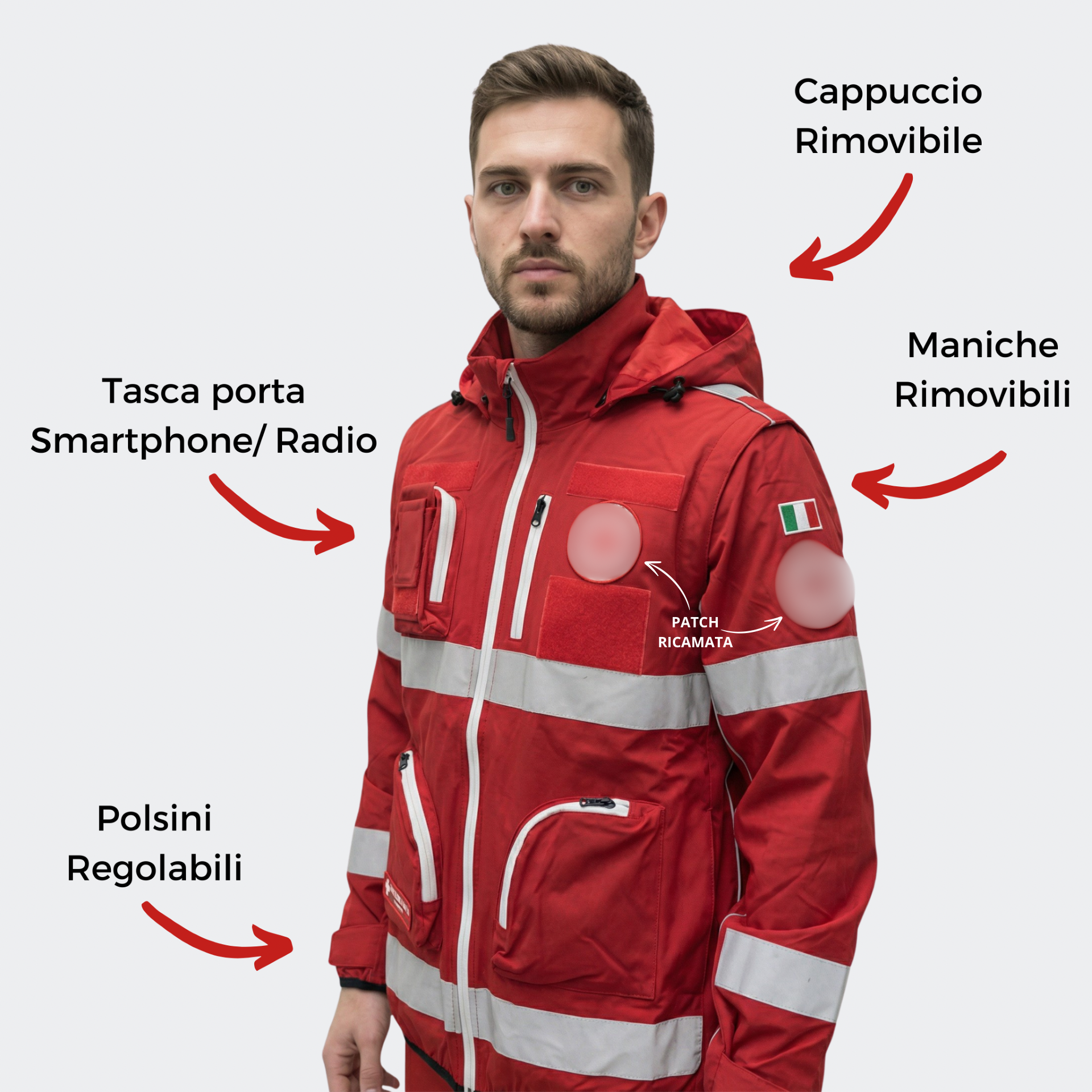 Giacca Elasticizzata Con Patch e Ricami