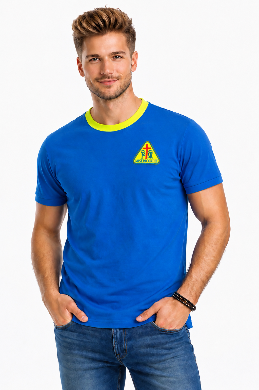 T-shirt Giallo/Ciano