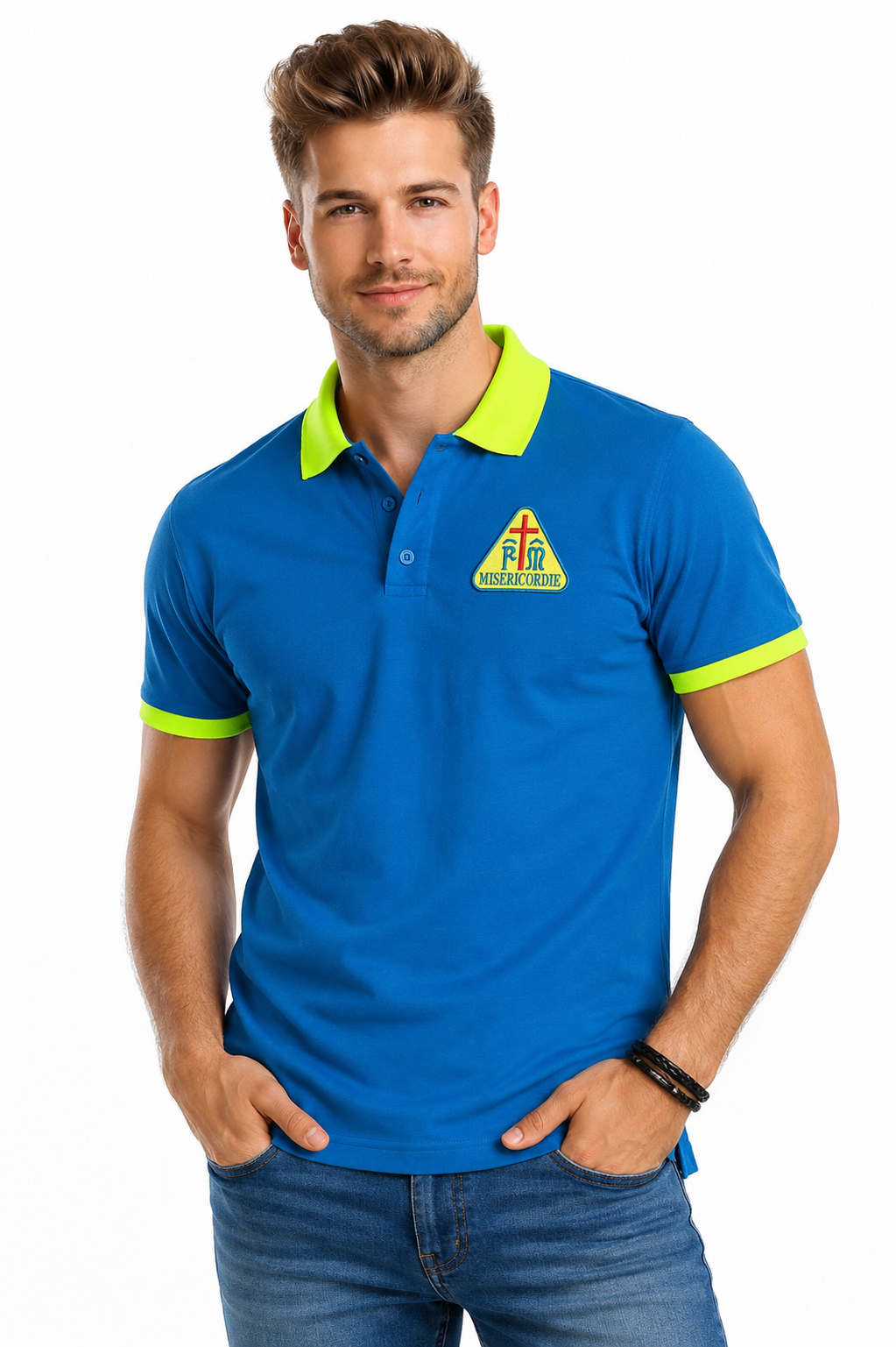 Polo Mezza Manica Giallo/Ciano