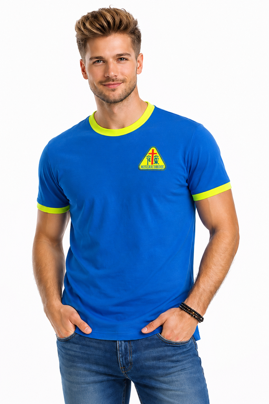 T-shirt Giallo/Ciano