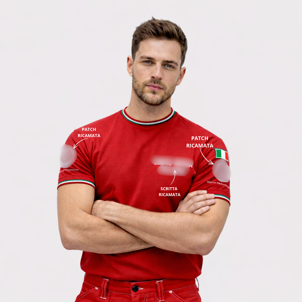 T-shirt Tricolore Con Ricami e Patch Unisex