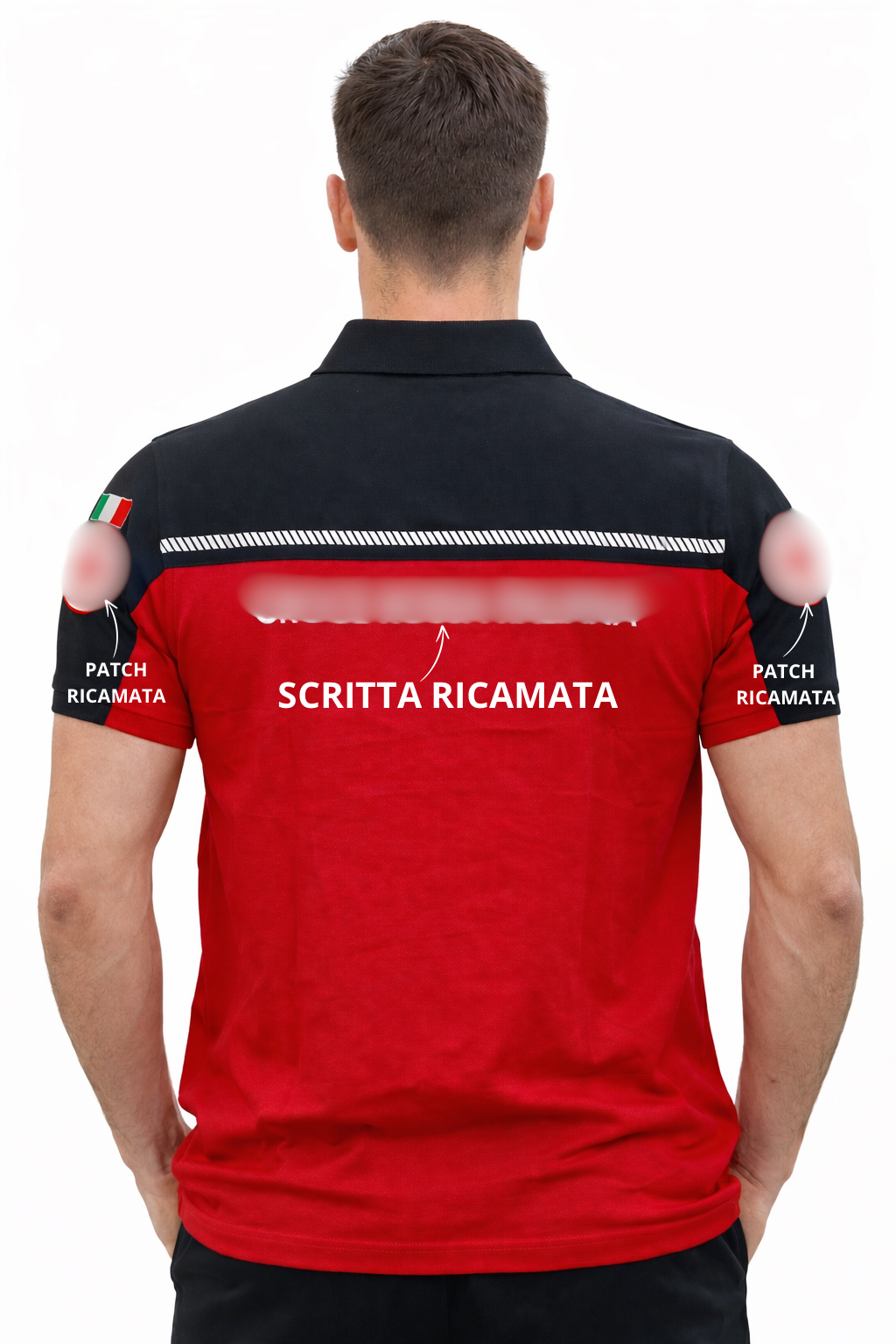 Polo Inserti Neri Con Ricami e Patch