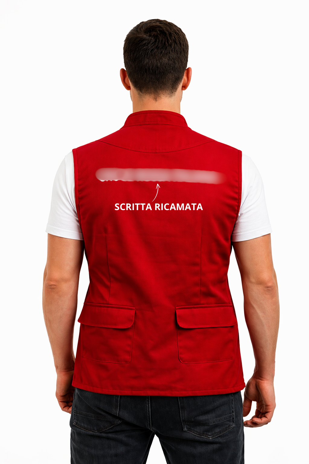 Gilet Multitasche Con Ricami e Patch