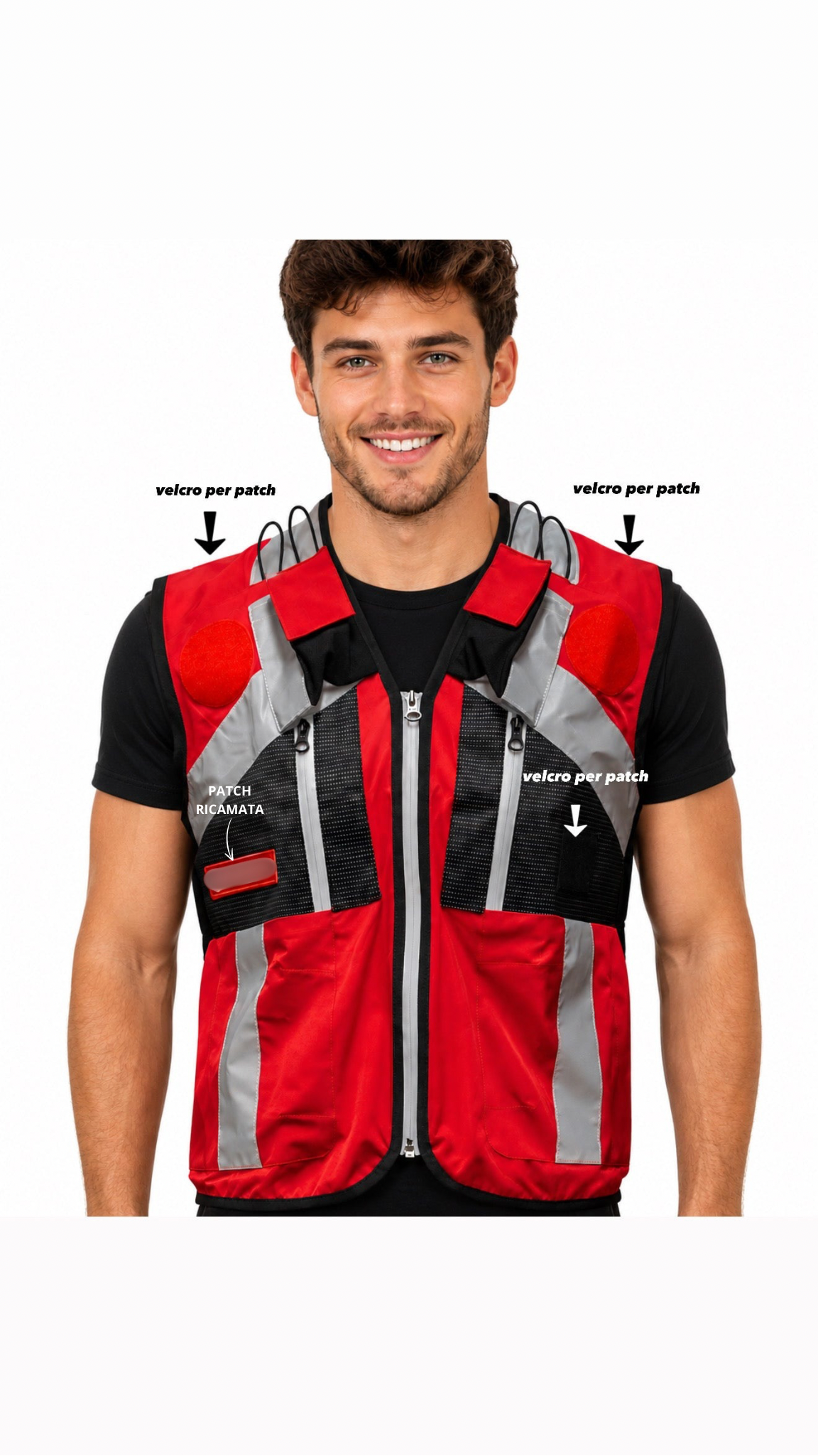Gilet Elasticizzato Con Patch e Velcri