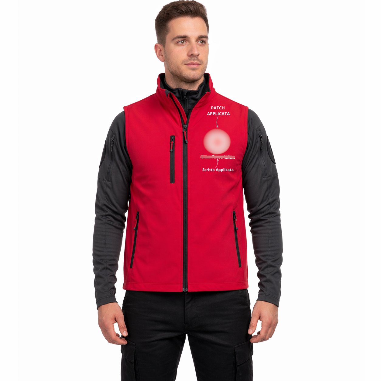 Gilet Softshell Con Patch e Ricami