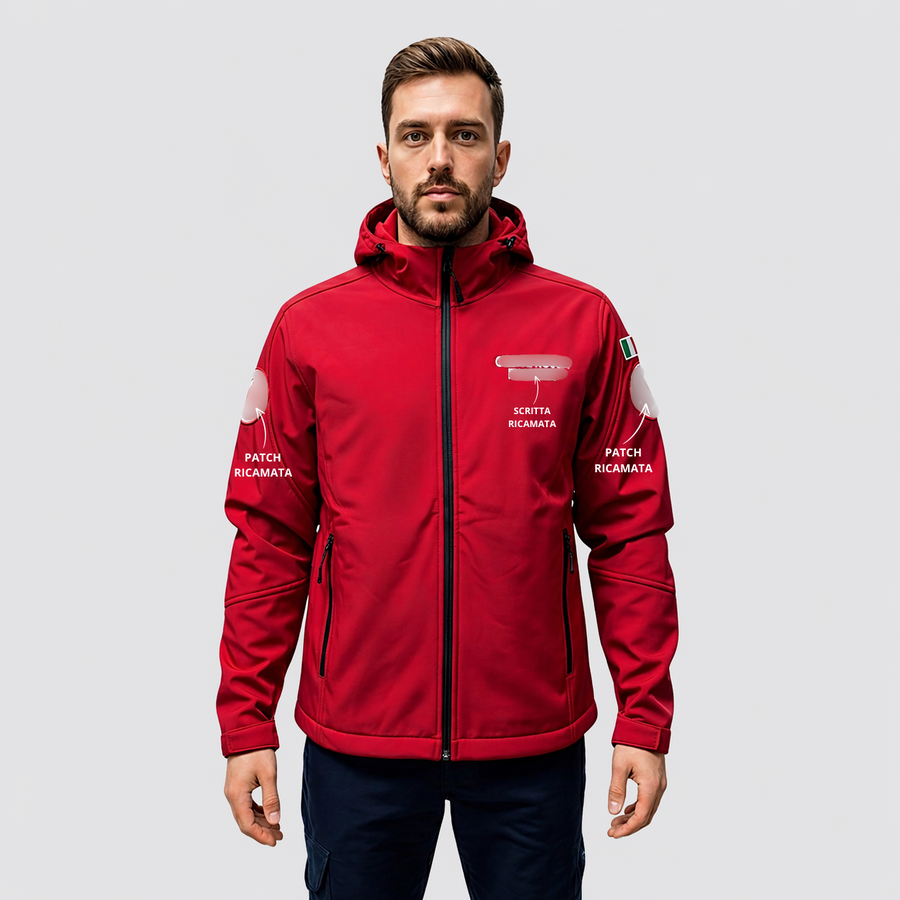 Giacca Softshell 3 Strati Con Ricami e Patch