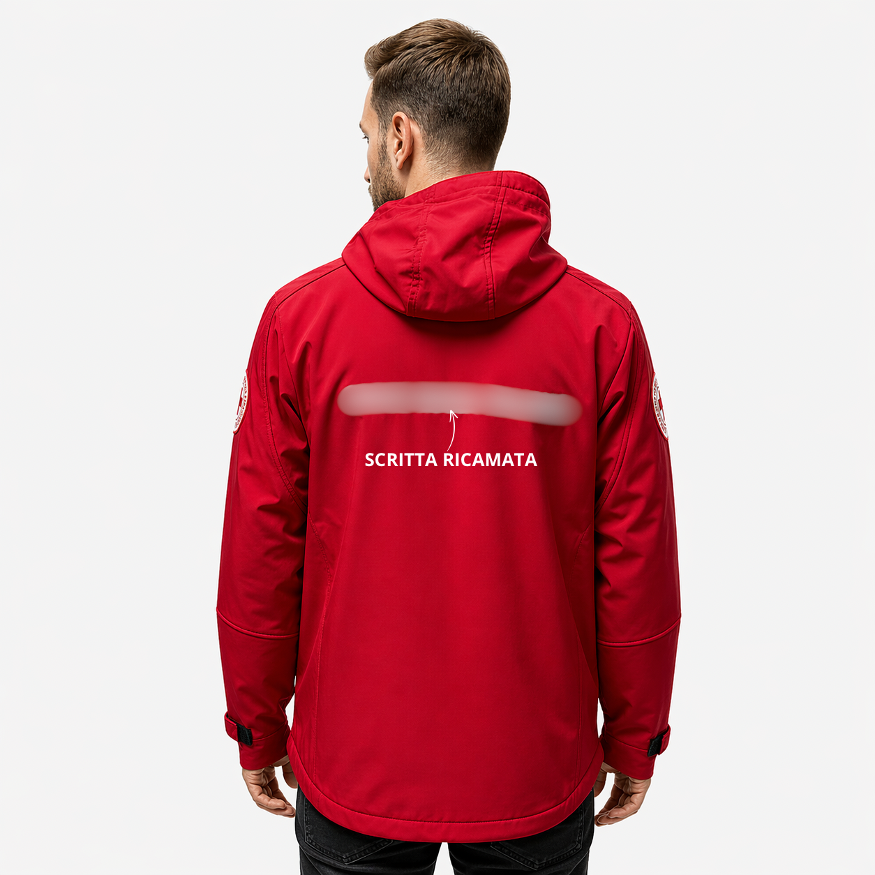 Giacca Softshell 3 Strati Con Ricami e Patch